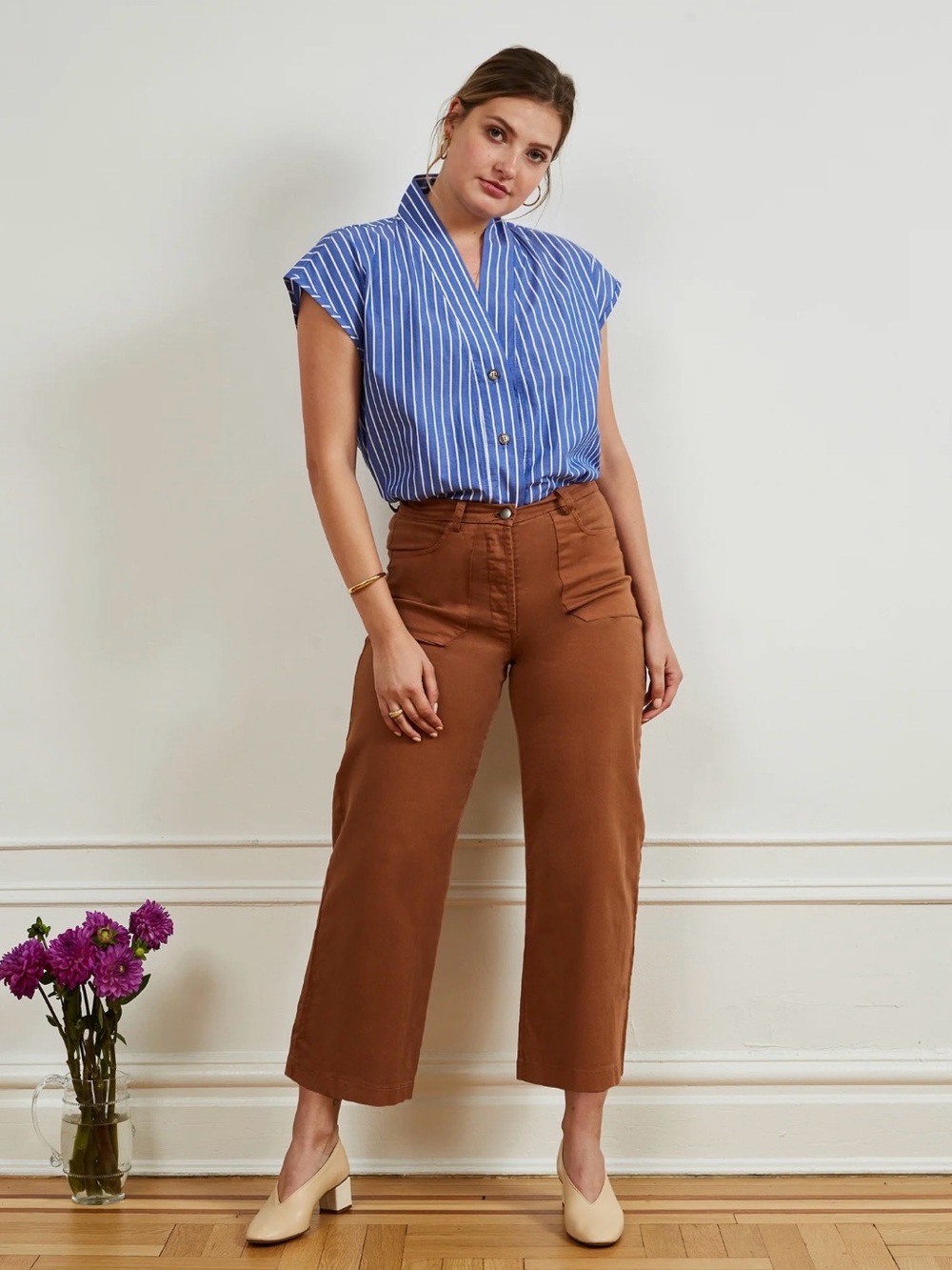 LOUP SIMONE WIDE CROP PANTS size small